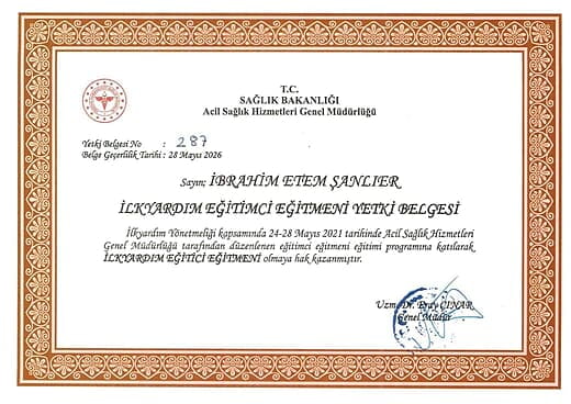Ilkyardim Egitici Egitimi Yetki Belgesi