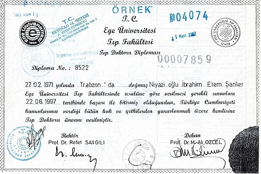 Ege Üniversitesi Diploma