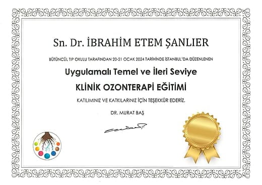 Bütüncül Tıp Okulu Eğitim Katılım Belgesi