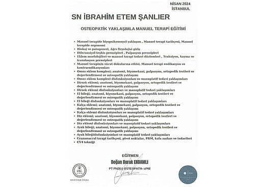 Osteopatik Yaklaşımla Manuel Terapi Eğitimi