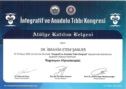 İntegratif ve Anadolu Tıbbı Atölye Katılım Belgesi