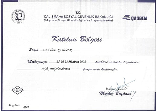 CSGB ÇASGEM Eğitim Katılım Belgesi