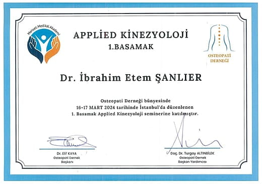 Applied Kinezyoloji 1. Basamak Katılım Belgesi