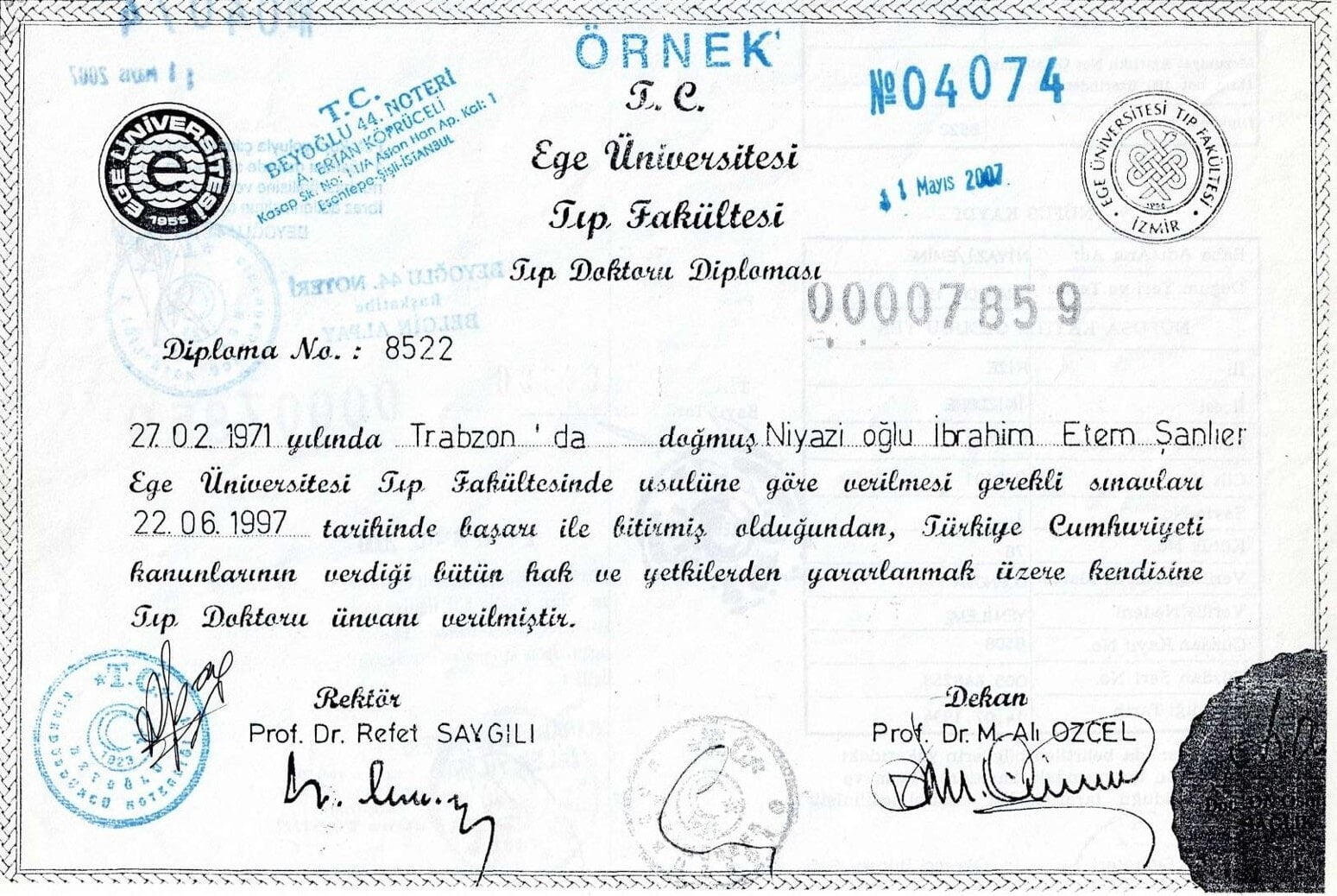 Ege Üniversitesi Diploma