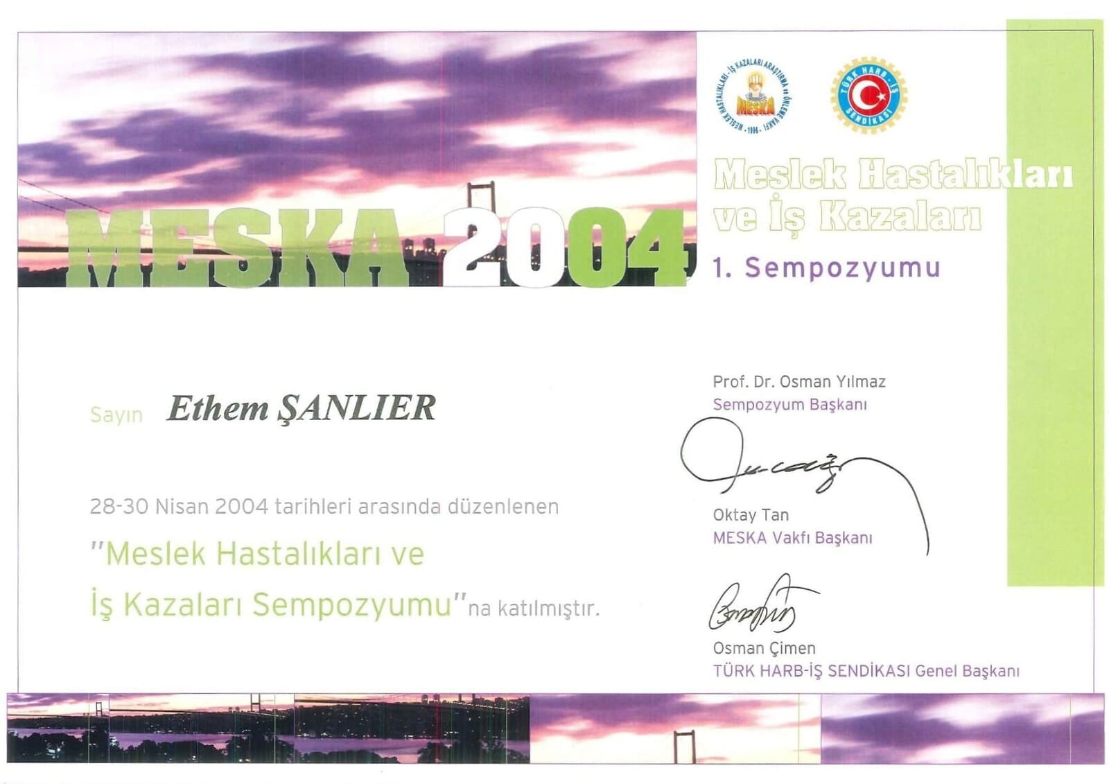 Meslek Hastalıkları ve İş Kazaları Sempozyumu