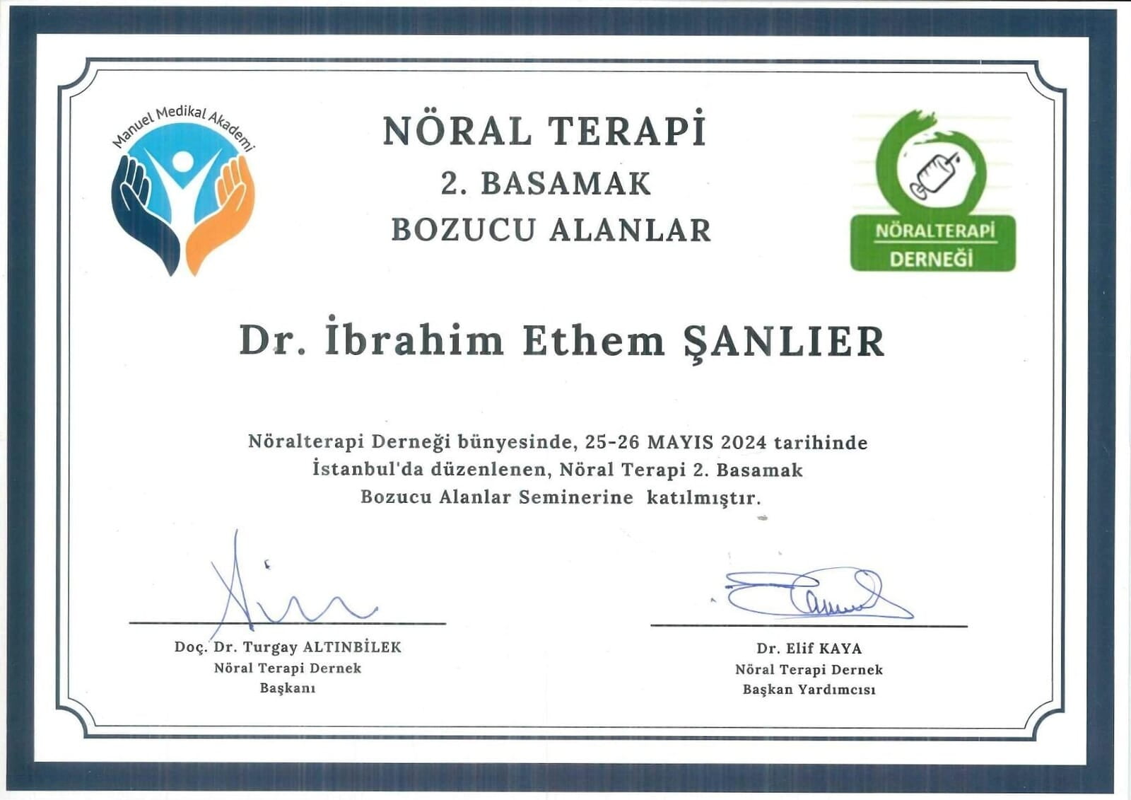 Nöralterapi Derneği Nöral Terapi II. Basamak  Bozucu Alanlar Semineri